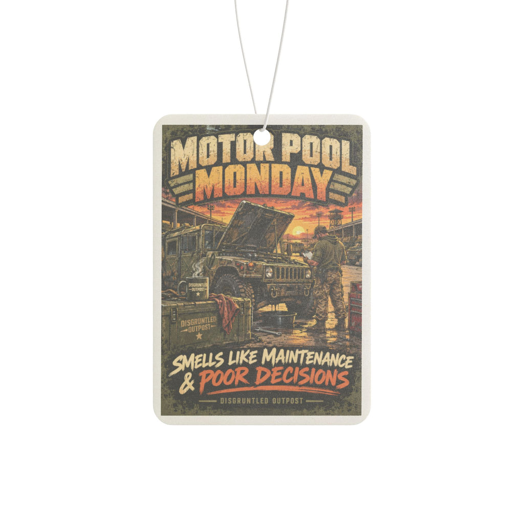 Motor Pool Monday air freshener vehicle interior mockup