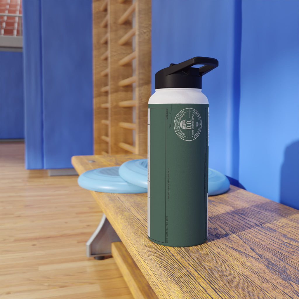 Custom Veteran Dad Water Bottle — 'Department of Disillusionment' DD-214 Parody Stainless Steel Bottle