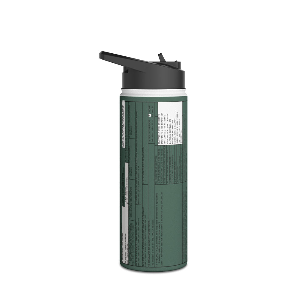 Custom Veteran Dad Water Bottle — 'Department of Disillusionment' DD-214 Parody Stainless Steel Bottle
