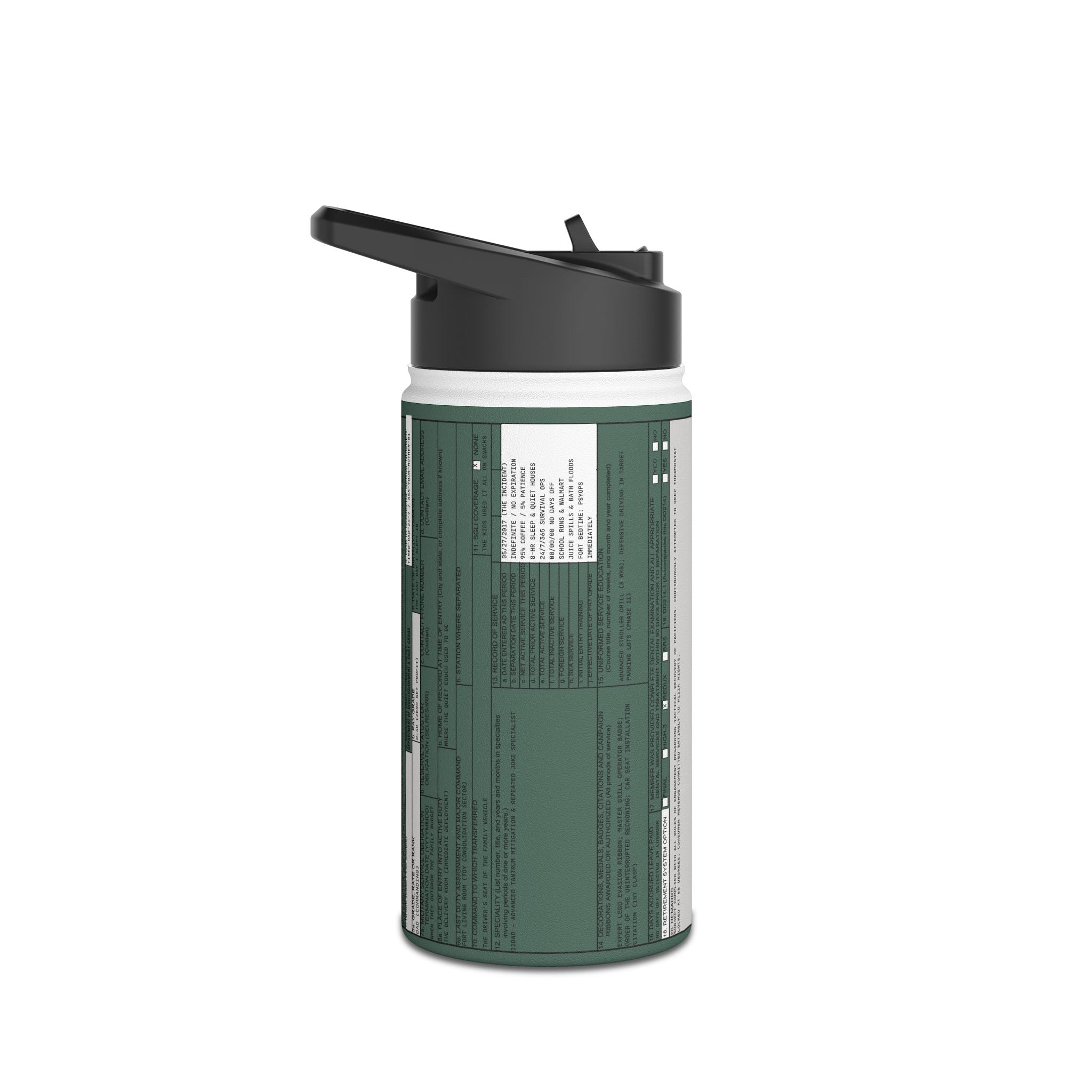 Custom Veteran Dad Water Bottle — 'Department of Disillusionment' DD-214 Parody Stainless Steel Bottle