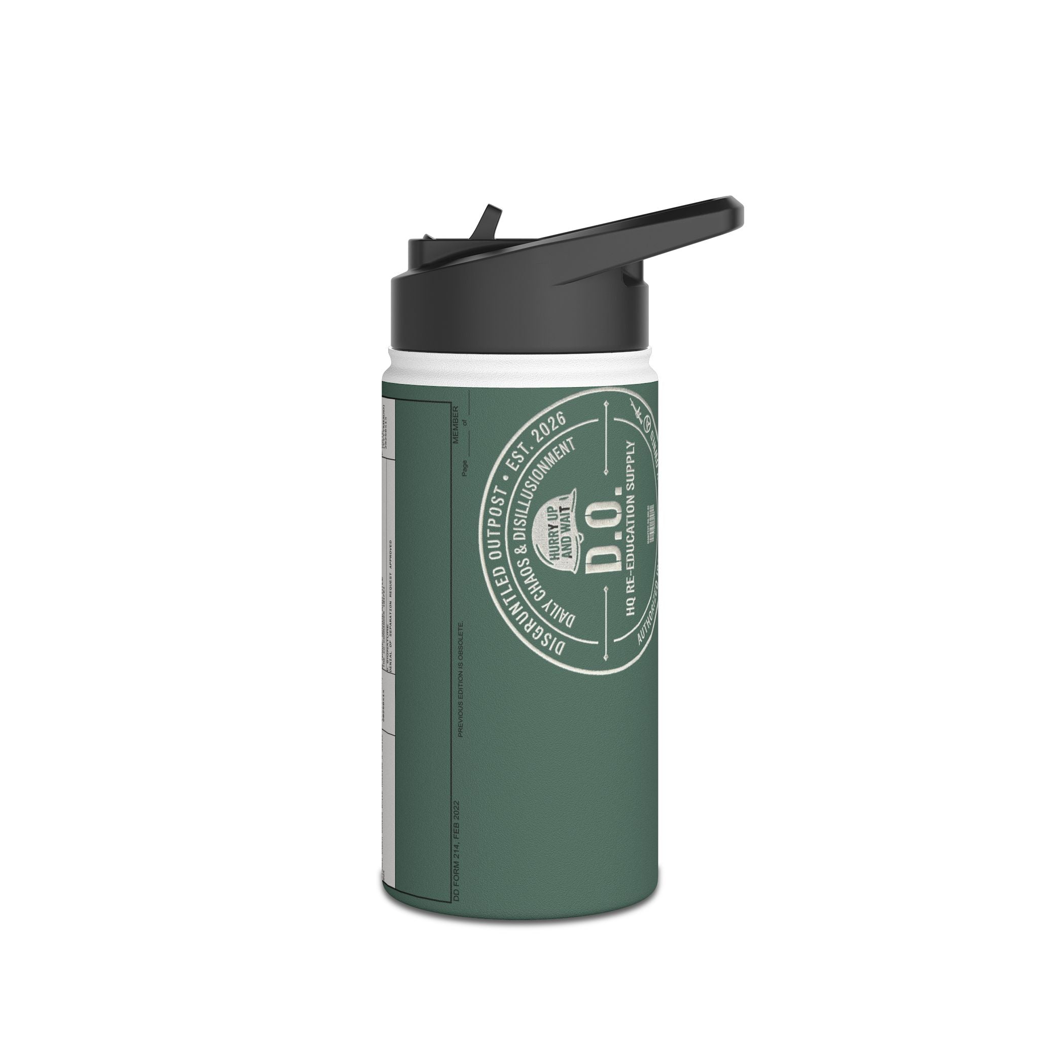 Custom Veteran Dad Water Bottle — 'Department of Disillusionment' DD-214 Parody Stainless Steel Bottle