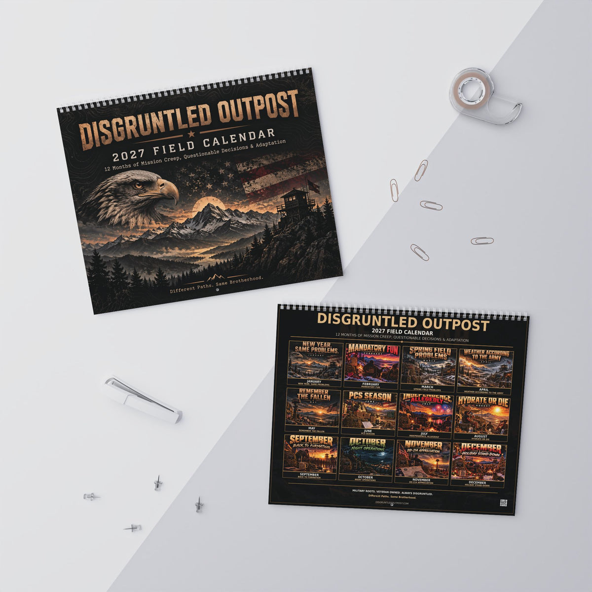 Disgruntled Outpost 2027 Field Calendar mockup view 3