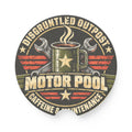 Disgruntled Outpost Motor Pool soapstone car coaster product mockup