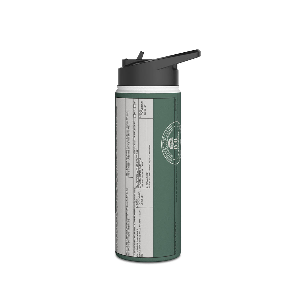 Custom Veteran Dad Water Bottle — 'Department of Disillusionment' DD-214 Parody Stainless Steel Bottle