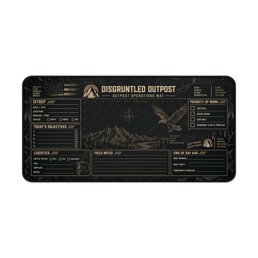 Disgruntled Outpost Operations Mat — 32" × 16" Desk Mat