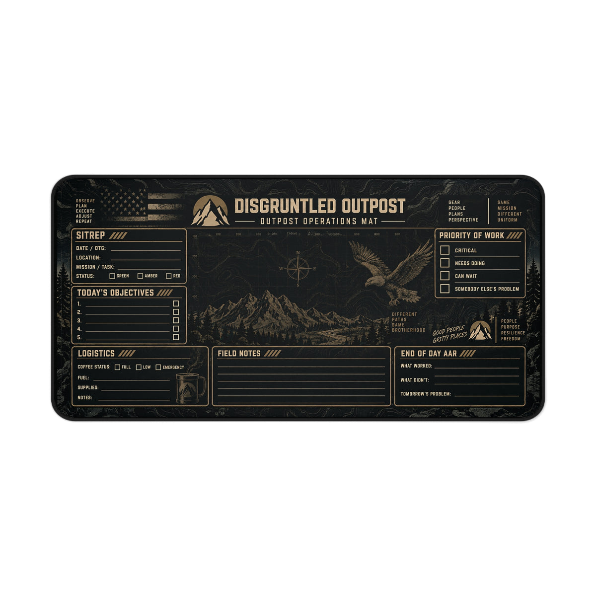 Disgruntled Outpost Operations Mat — 32" × 16" Desk Mat