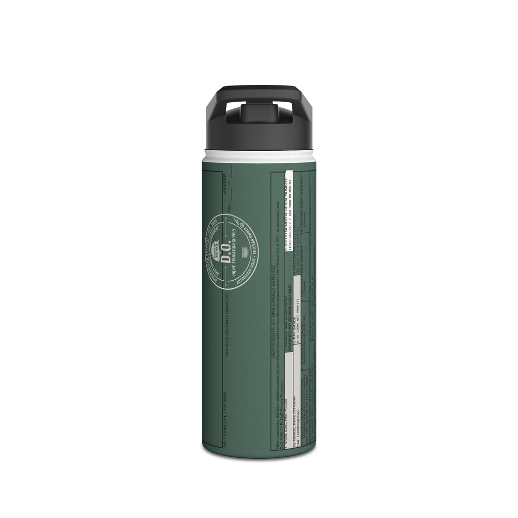 Custom Veteran Dad Water Bottle — 'Department of Disillusionment' DD-214 Parody Stainless Steel Bottle