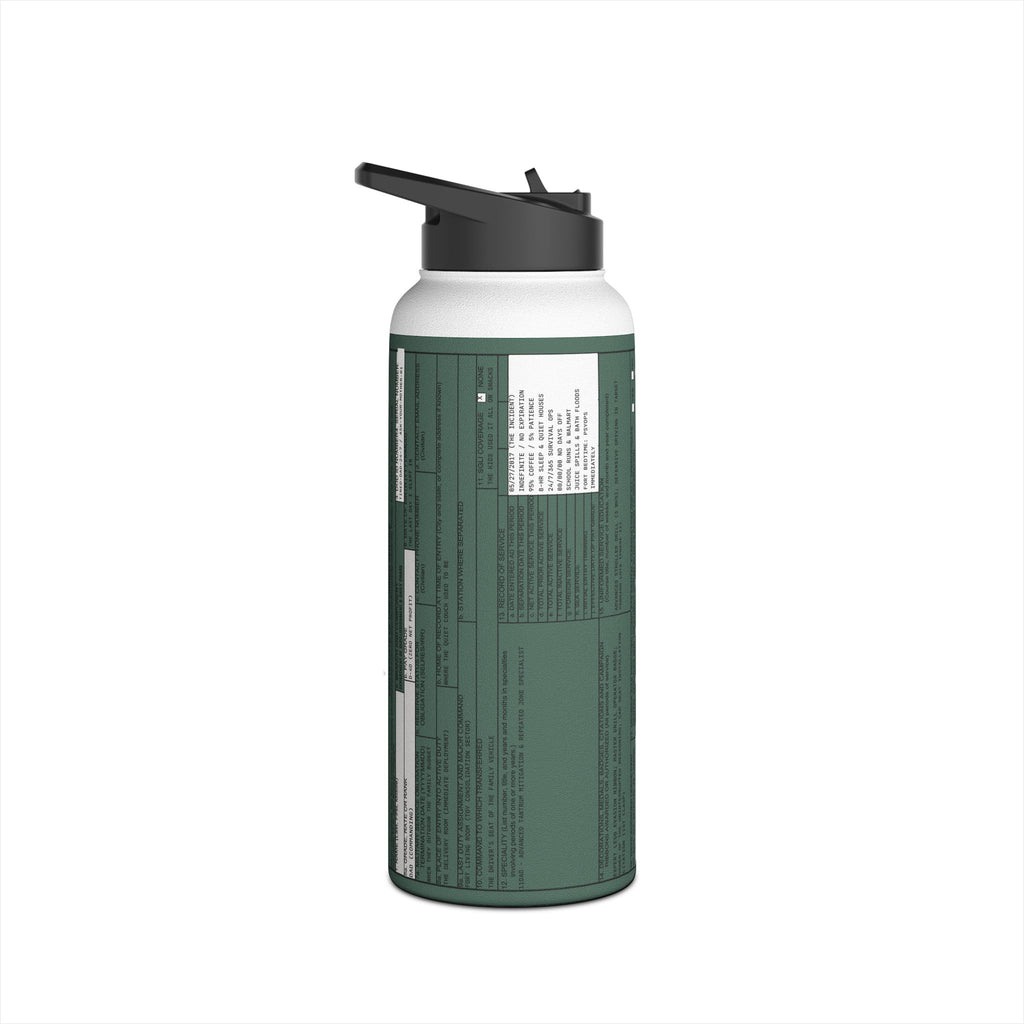 Custom Veteran Dad Water Bottle — 'Department of Disillusionment' DD-214 Parody Stainless Steel Bottle