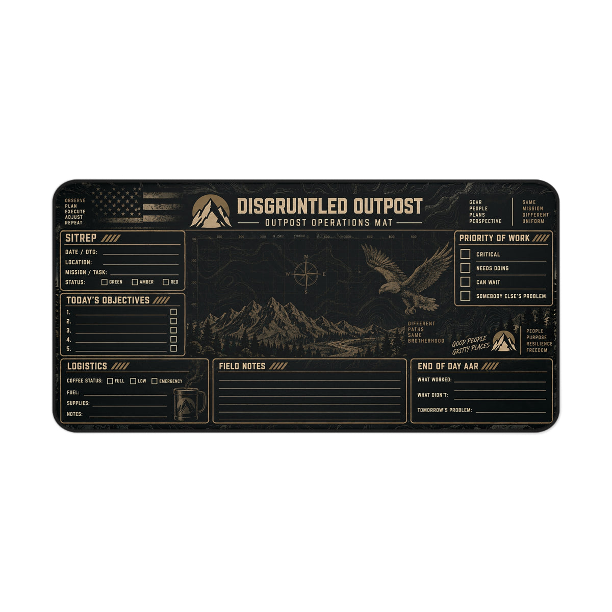 Disgruntled Outpost Operations Mat desk setup mockup