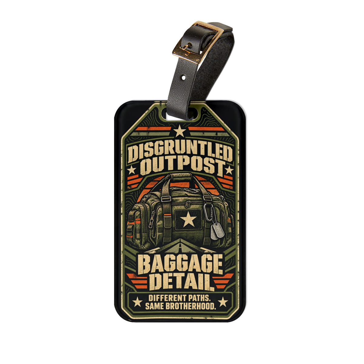 Disgruntled Outpost Baggage Detail luggage tag product mockup