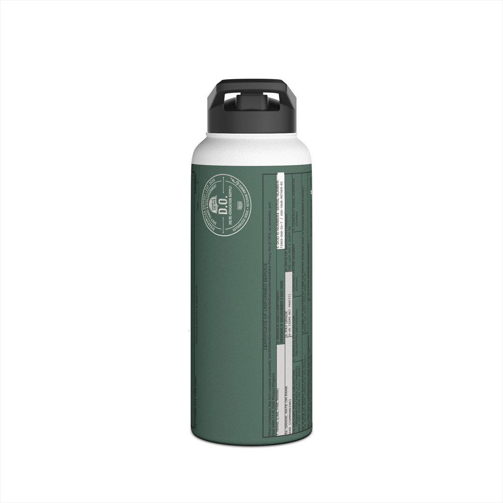 Custom Veteran Dad Water Bottle — 'Department of Disillusionment' DD-214 Parody Stainless Steel Bottle