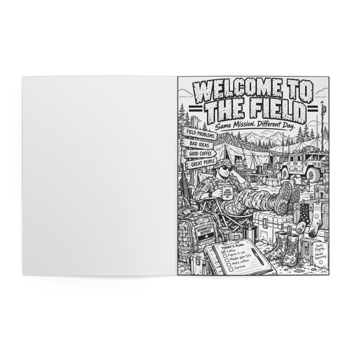 Disgruntled Outpost Field Problems coloring and activity book interior preview 1